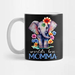 World's Best Momma Mom 2023 Pretty Floral Elephant Mug